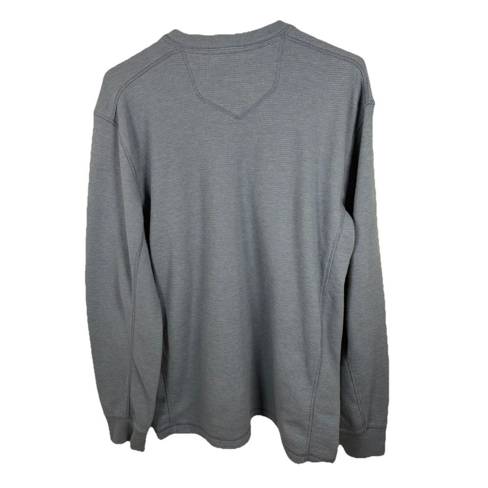 Eddie Bauer Thermal Henley Shirt Mens L Blue Waffle Knit Long Sleeve Gorpcore - Picture 2 of 10